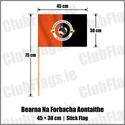 Bearna Na Forbacha Aontaithe 30cm x 45cm Stick Flag with the club crest and colours, Galway Football - ClubFlags.ie