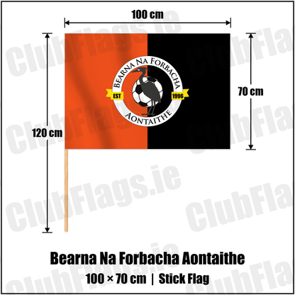 Bearna Na Forbacha Aontaithe 70cm x 100cm Stick Flag with the club crest and colours, Galway Football - ClubFlags.ie
