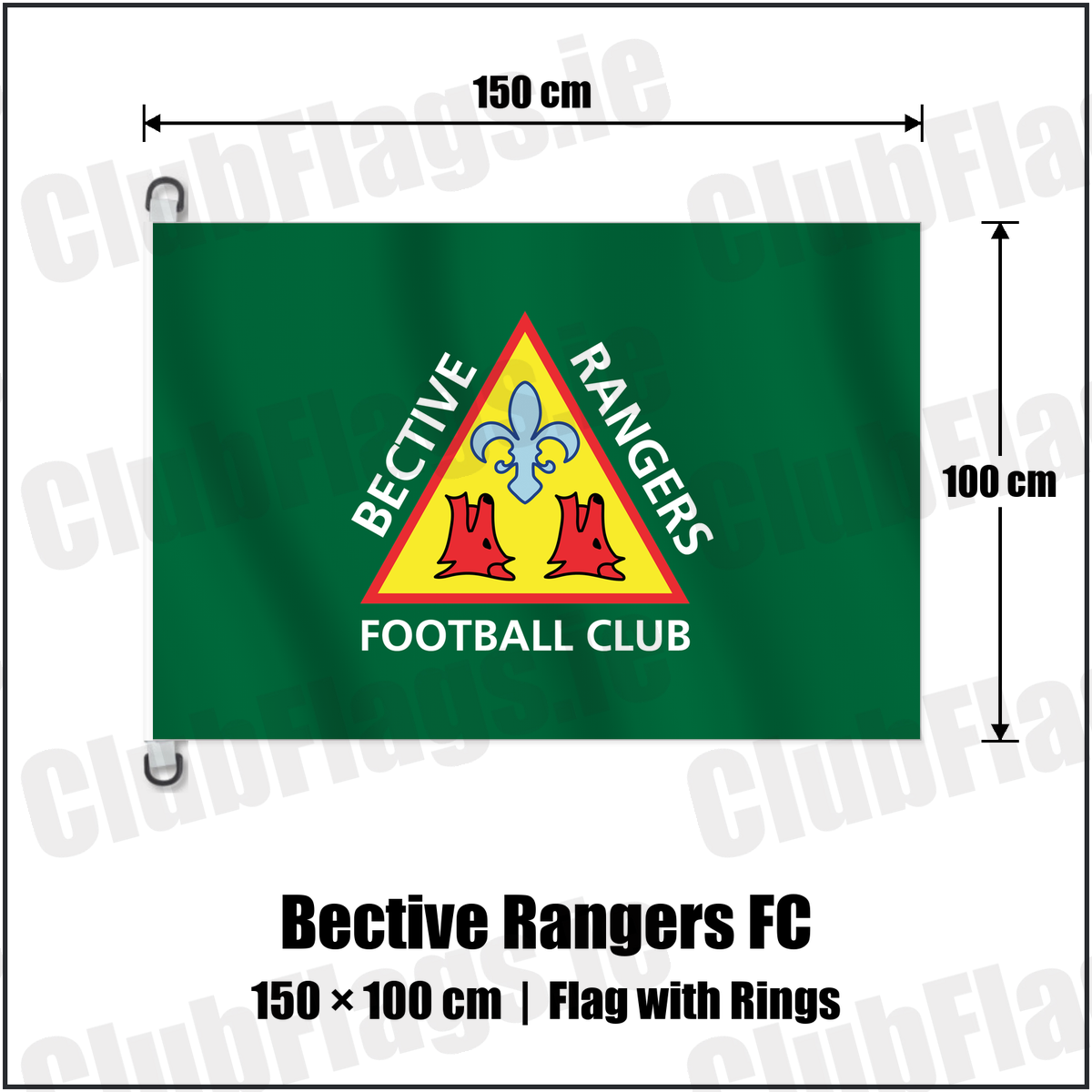 Bective Rangers FC 150cm x 100cm Flag Pole Flag with Rings with the club crest and colours, Dublin Rugby - ClubFlags.ie