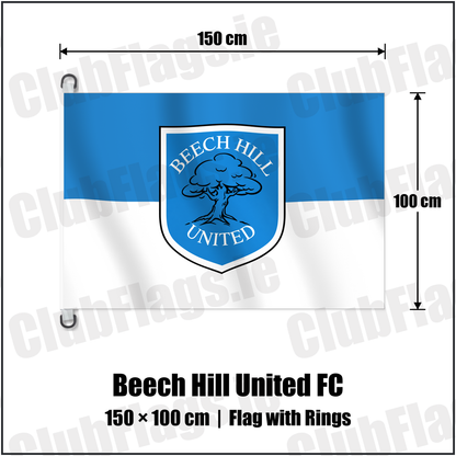 Beech Hill United FC 150cm x 100cm Flag Pole Flag with Rings with the verified club crest and colours, Dublin Football - ClubFlags.ie