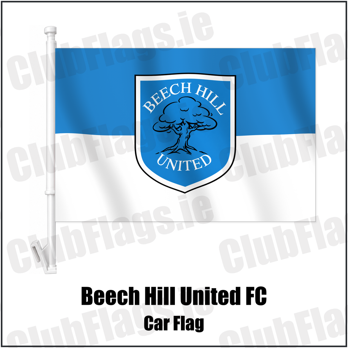 Beech Hill United FC Car Flag with the verified club crest and colours, Dublin Football - ClubFlags.ie