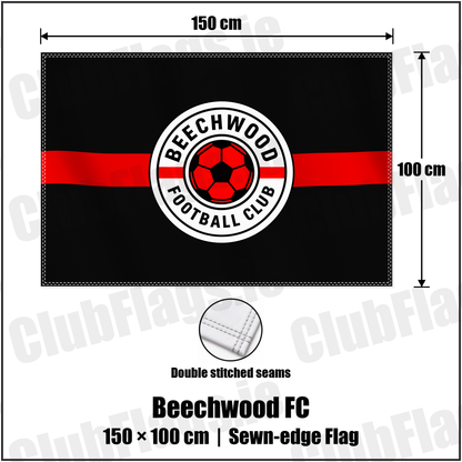 Beechwood FC 100cm x 150cm Flag (sewn on the edges) with the club crest and colours, Dublin Football - ClubFlags.ie