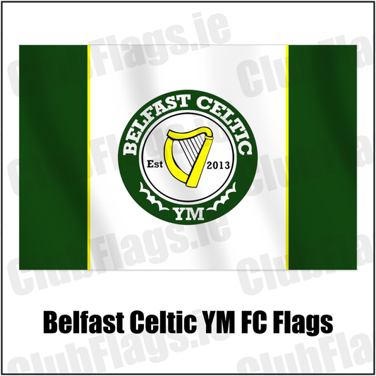 Belfast Celtic YM FC Flags with the club crest and colours, Antrim Football - ClubFlags.ie