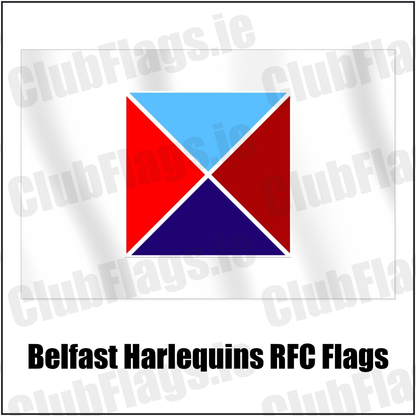 Belfast Harlequins RFC Flags with the club crest and colours, Antrim Rugby - ClubFlags.ie