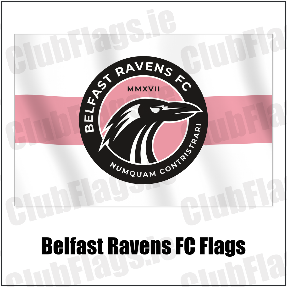 Belfast Ravens FC Flags with the club crest and colours, Down Football - ClubFlags.ie