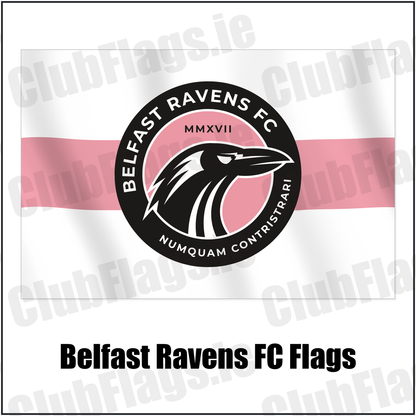 Belfast Ravens FC Flags with the club crest and colours, Down Football - ClubFlags.ie