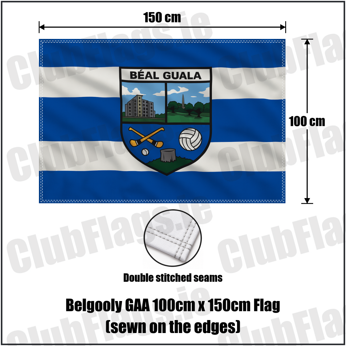 Belgooly GAA 100cm x 150cm Flag (sewn on the edges) - ClubFlags.ie