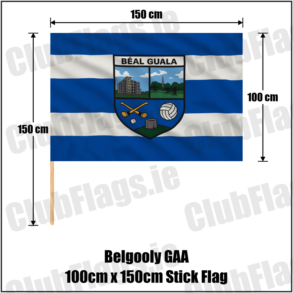Belgooly GAA 100cm x 150cm Stick Flag - ClubFlags.ie