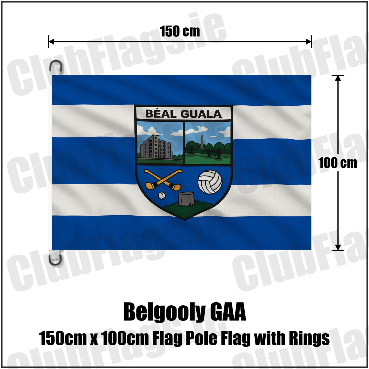 Belgooly GAA 150cm x 100cm Flag Pole Flag with Rings - ClubFlags.ie