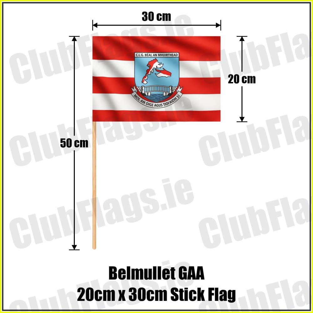 Belmullet GAA 20cm x 30cm Stick Flag - ClubFlags.ie