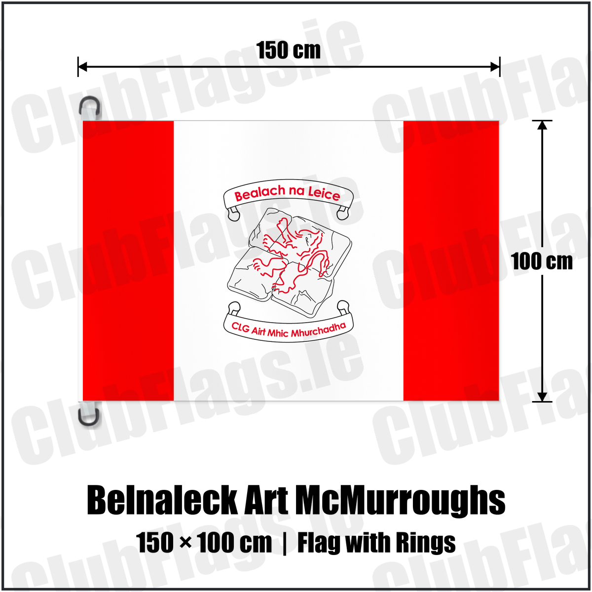 Belnaleck Art McMurroughs 150cm x 100cm Flag Pole Flag with Rings with the club crest and colours, Fermanagh GAA - ClubFlags.ie