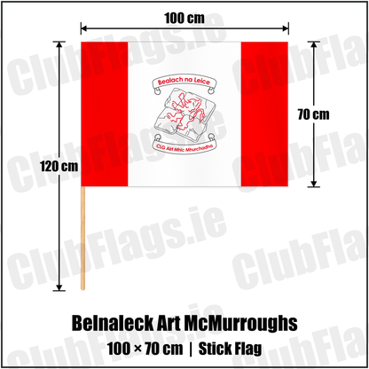 Belnaleck Art McMurroughs 70cm x 100cm Stick Flag with the club crest and colours, Fermanagh GAA - ClubFlags.ie