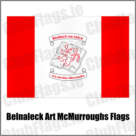 Belnaleck Art McMurroughs Flags with the club crest and colours, Fermanagh GAA - ClubFlags.ie