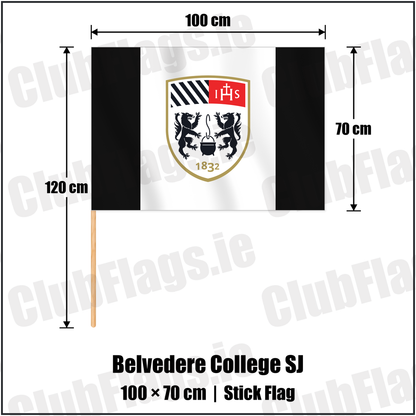 Belvedere College SJ 70cm x 100cm Stick Flag with the club crest and colours, Dublin Rugby - ClubFlags.ie