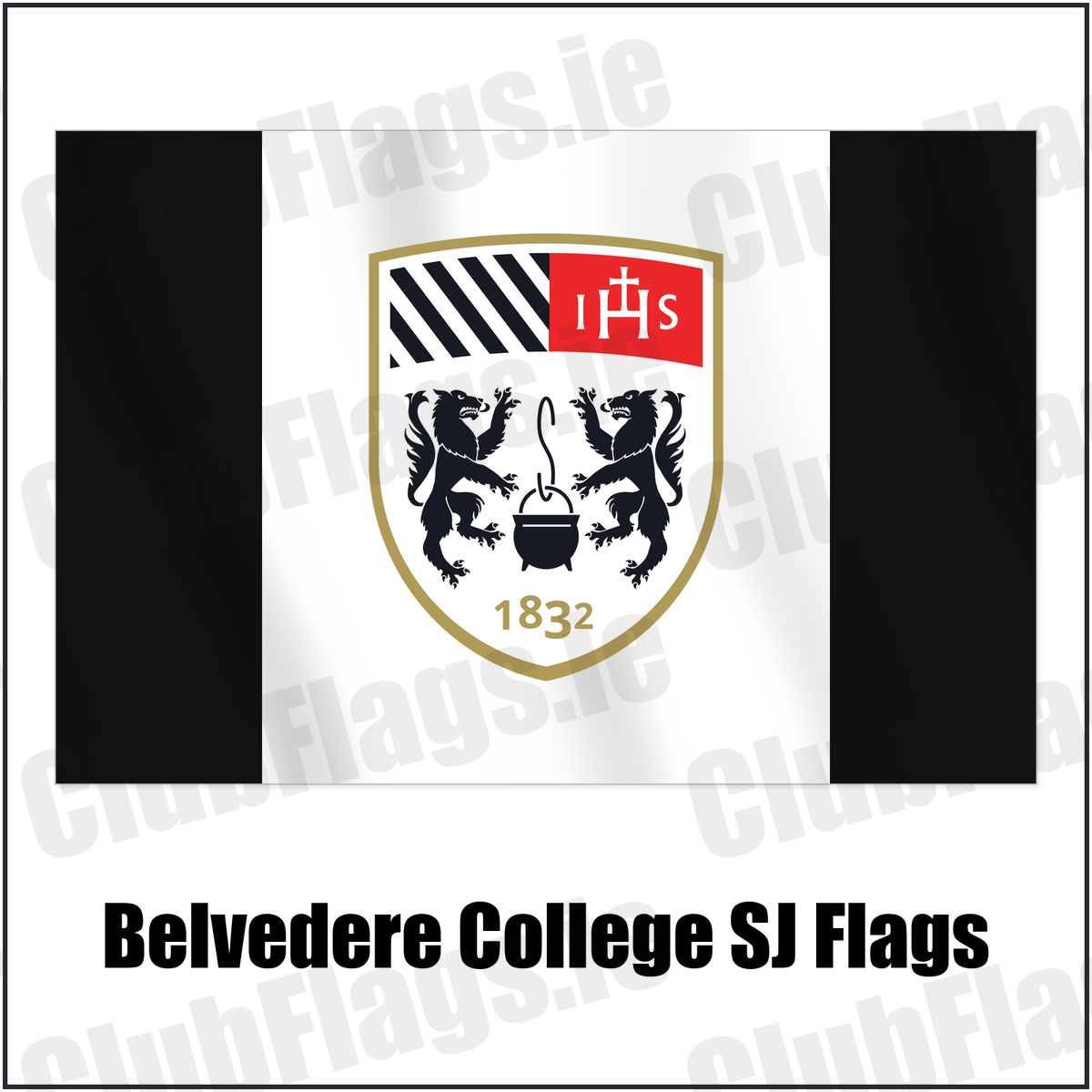Belvedere College SJ Flags with the club crest and colours, Dublin Rugby - ClubFlags.ie