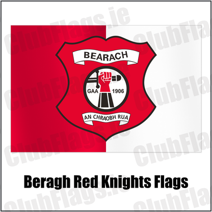 Beragh Red Knights Flags with the club crest and colours, Tyrone GAA - ClubFlags.ie