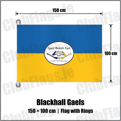 Blackhall Gaels 150cm x 100cm Flag Pole Flag with Rings with the club crest and colours, Meath GAA - ClubFlags.ie