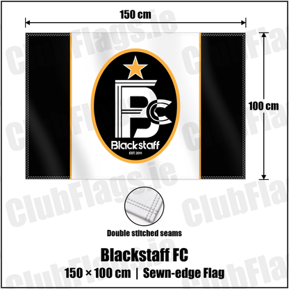 Blackstaff FC 100cm x 150cm Flag (sewn on the edges) with the club crest and colours, Antrim Football - ClubFlags.ie