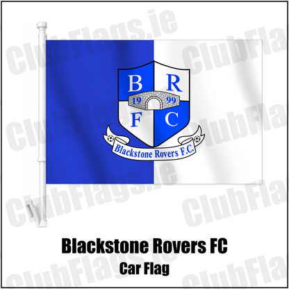 Blackstone Rovers FC Car Flag with the verified club crest and colours, Cork Football - ClubFlags.ie
