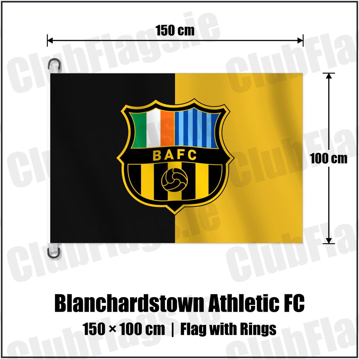 Blanchardstown Athletic FC 150cm x 100cm Flag Pole Flag with Rings with the verified club crest and colours, Dublin Football - ClubFlags.ie