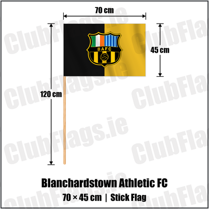 Blanchardstown Athletic FC 45cm x 70cm Stick Flag with the verified club crest and colours, Dublin Football - ClubFlags.ie