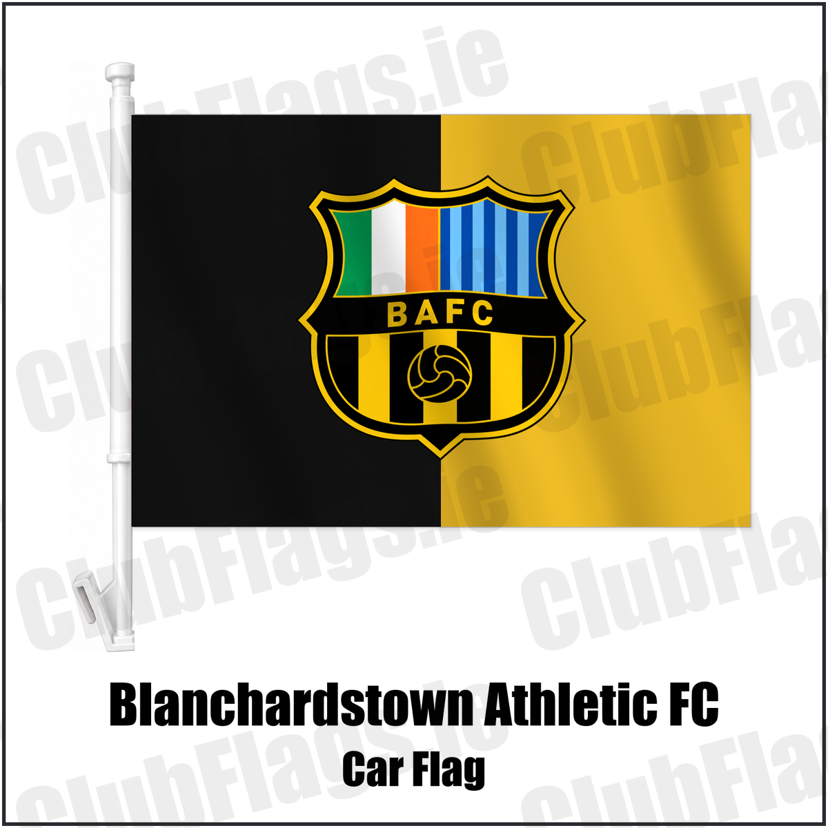 Blanchardstown Athletic FC Car Flag with the verified club crest and colours, Dublin Football - ClubFlags.ie