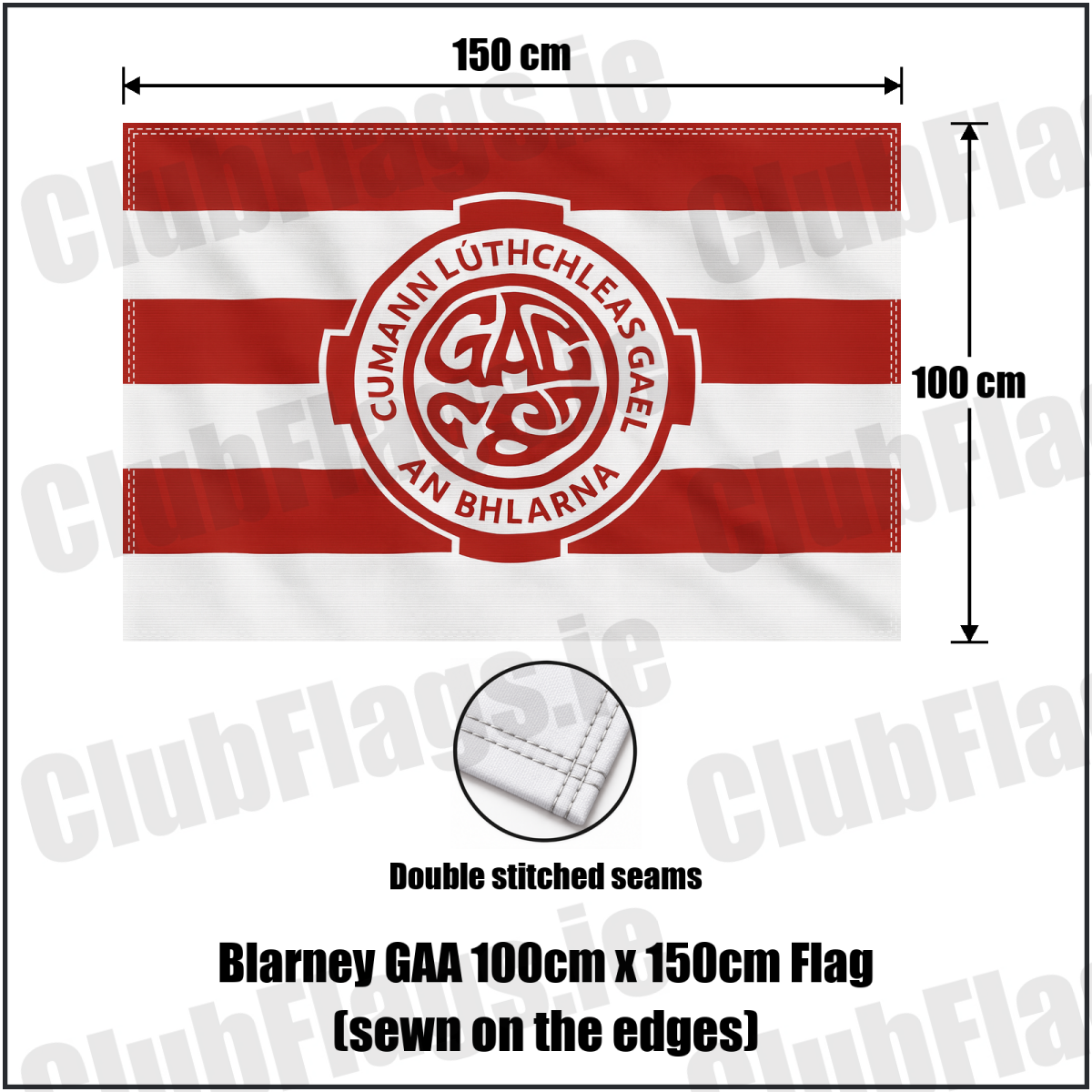Blarney GAA 100cm x 150cm Flag (sewn on the edges) - ClubFlags.ie