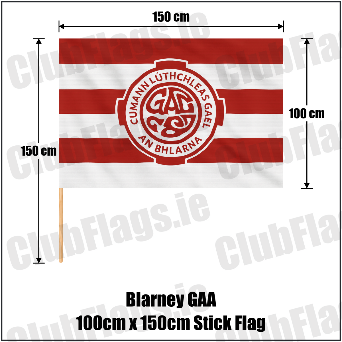 Blarney GAA 100cm x 150cm Stick Flag - ClubFlags.ie