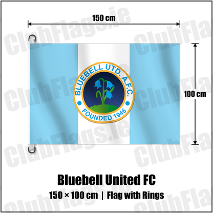 Bluebell United FC 150cm x 100cm Flag Pole Flag with Rings with the verified club crest and colours, Dublin Football - ClubFlags.ie