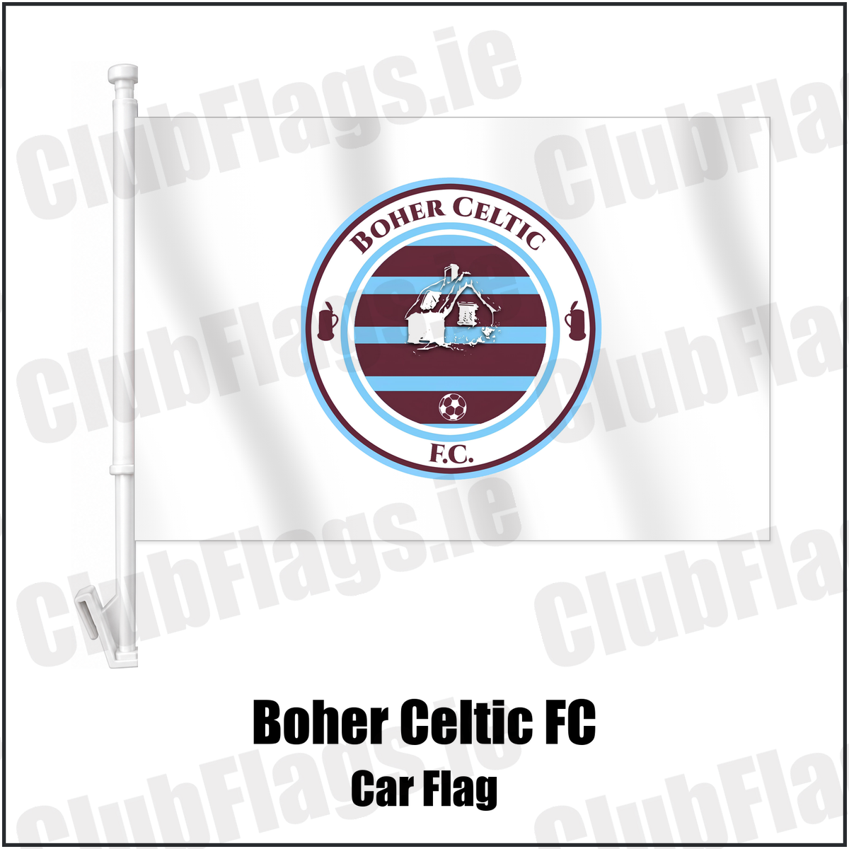 Boher Celtic FC Car Flag with the club crest and colours, Cork Football - ClubFlags.ie