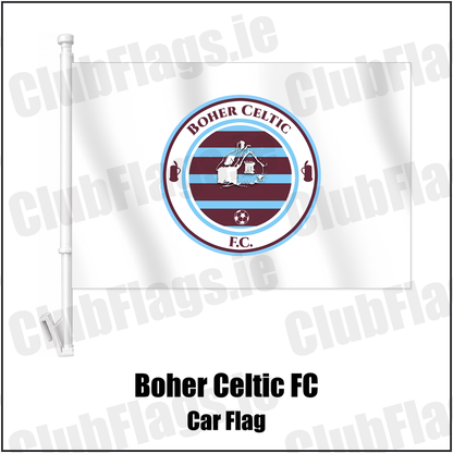 Boher Celtic FC Car Flag with the club crest and colours, Cork Football - ClubFlags.ie