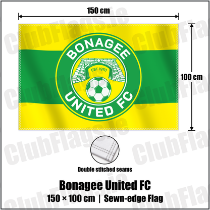 Bonagee United FC 100cm x 150cm Flag (sewn on the edges) with the club crest and colours, Donegal Football - ClubFlags.ie
