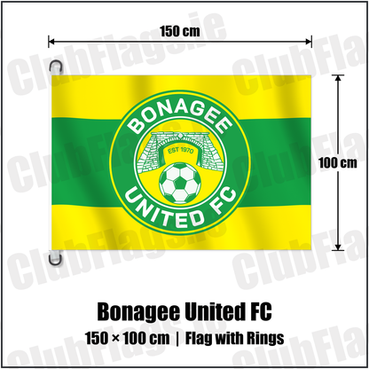 Bonagee United FC 150cm x 100cm Flag Pole Flag with Rings with the club crest and colours, Donegal Football - ClubFlags.ie