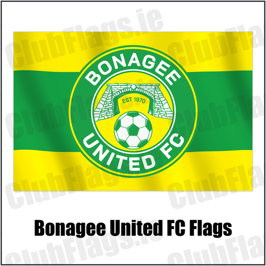 Bonagee United FC Flags with the club crest and colours, Donegal Football - ClubFlags.ie