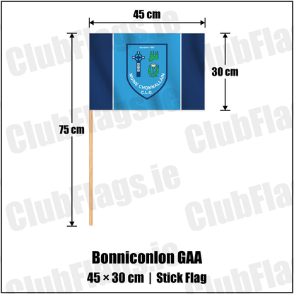 Bonniconlon GAA 30cm x 45cm Stick Flag with the verified club crest and colours, Mayo GAA - ClubFlags.ie
