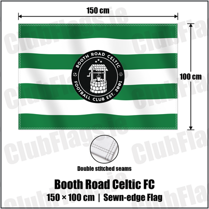 Booth Road Celtic FC 100cm x 150cm Flag (sewn on the edges) with the club crest and colours, Dublin Football - ClubFlags.ie