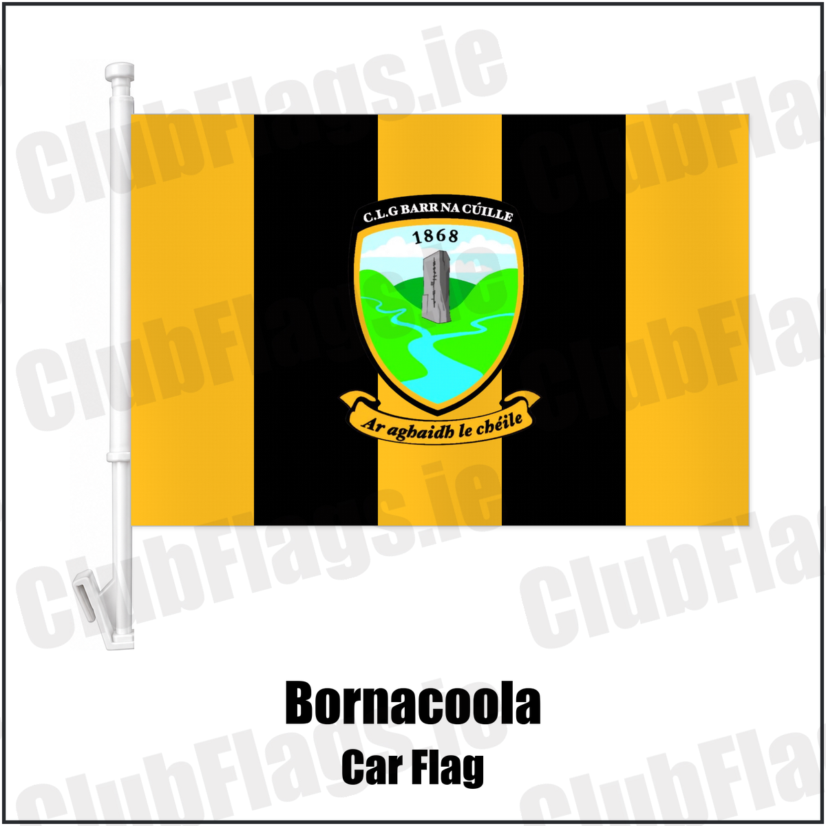 Bornacoola Car Flag with the club crest and colours, Leitrim GAA - ClubFlags.ie