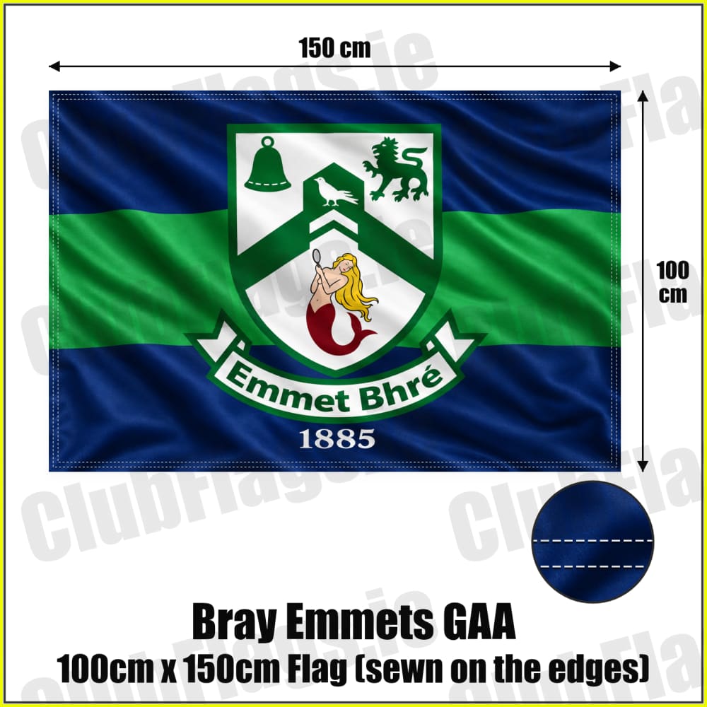 Bray Emmets GAA 100cm x 150cm Flag (sewn on the edges)