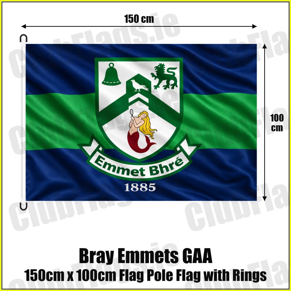 Bray Emmets GAA 150cm x 100cm Flag Pole Flag with Rings