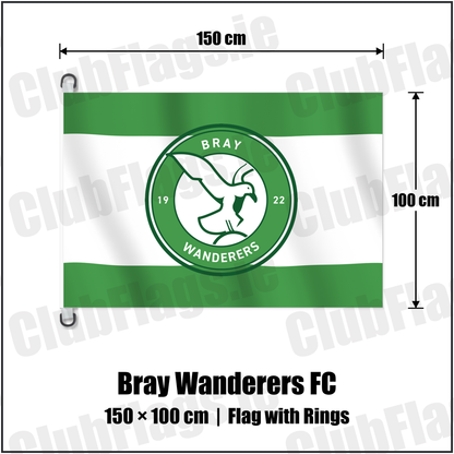 Bray Wanderers FC 150cm x 100cm Flag Pole Flag with Rings with the club crest and colours, Wicklow Football - ClubFlags.ie