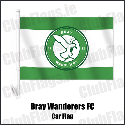 Bray Wanderers FC Car Flag with the club crest and colours, Wicklow Football - ClubFlags.ie