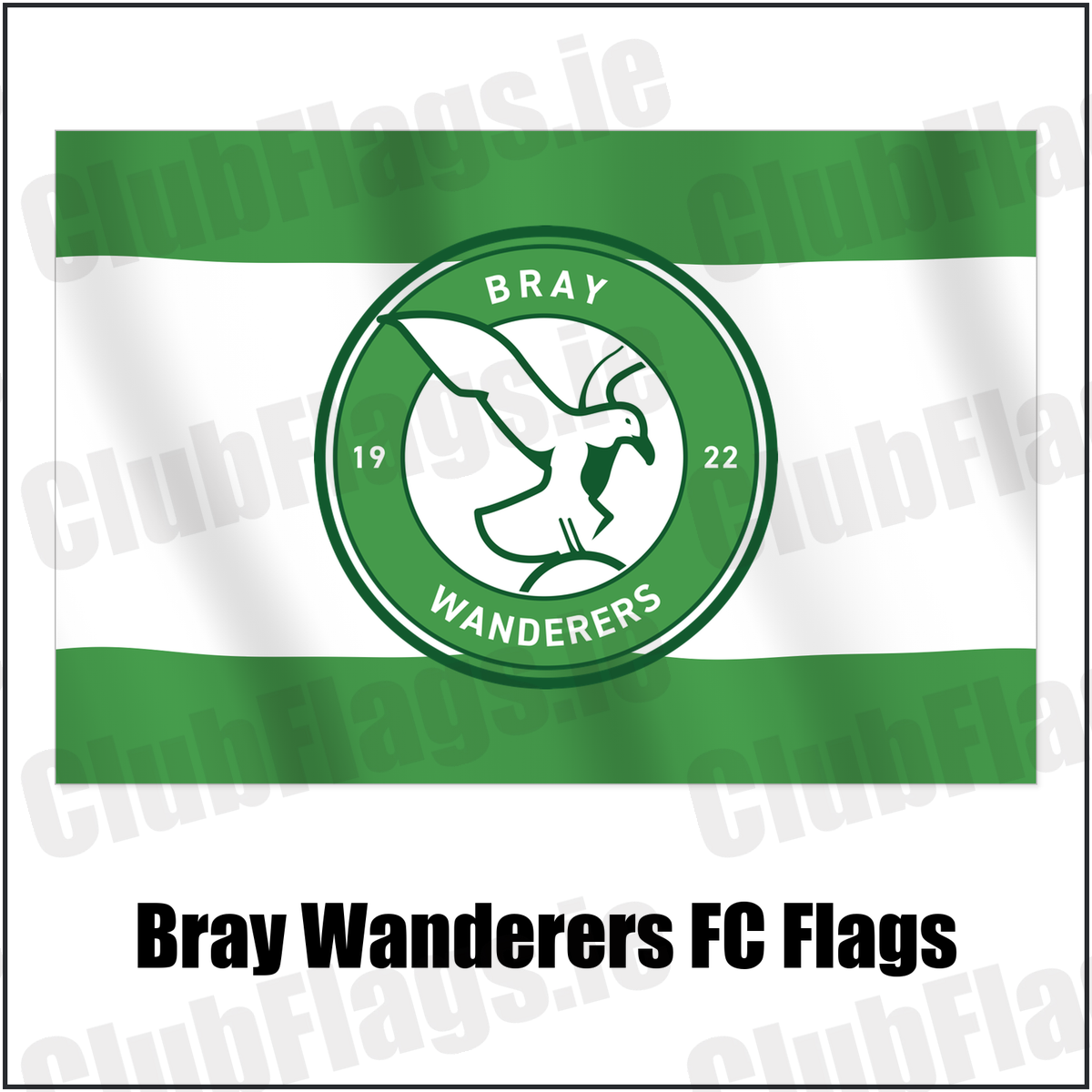 Bray Wanderers FC Flags with the club crest and colours, Wicklow Football - ClubFlags.ie