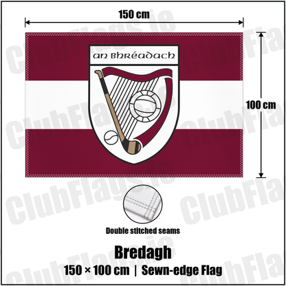 Bredagh 100cm x 150cm Flag (sewn on the edges) with the club crest and colours, Down GAA - ClubFlags.ie