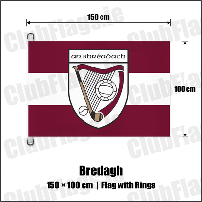 Bredagh 150cm x 100cm Flag Pole Flag with Rings with the club crest and colours, Down GAA - ClubFlags.ie