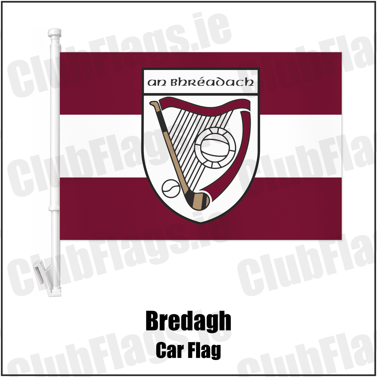 Bredagh Car Flag with the club crest and colours, Down GAA - ClubFlags.ie