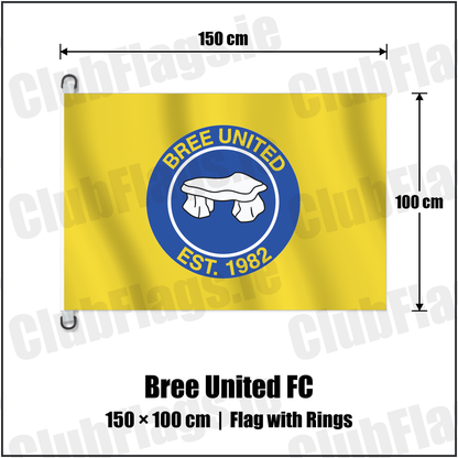 Bree United FC 150cm x 100cm Flag Pole Flag with Rings with the club crest and colours, Wexford Football - ClubFlags.ie