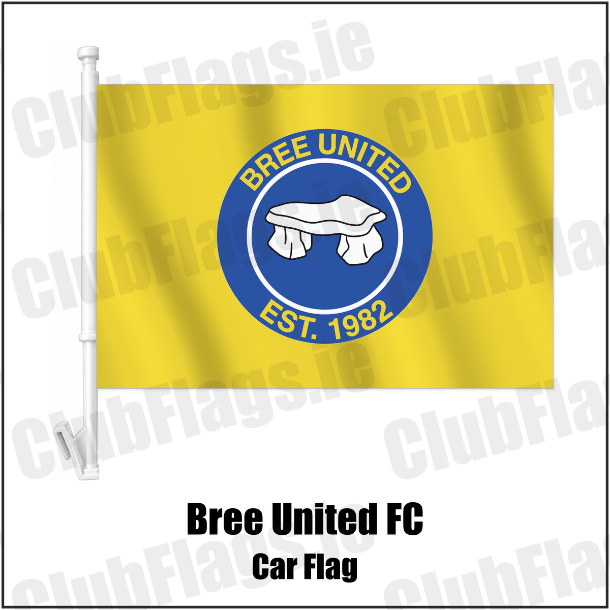 Bree United FC Car Flag with the club crest and colours, Wexford Football - ClubFlags.ie
