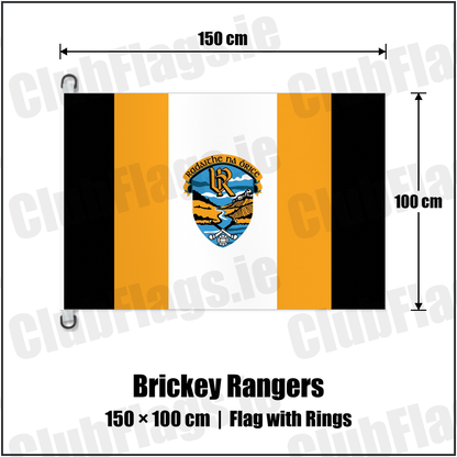 Brickey Rangers 150cm x 100cm Flag Pole Flag with Rings with the club crest and colours, Waterford GAA - ClubFlags.ie