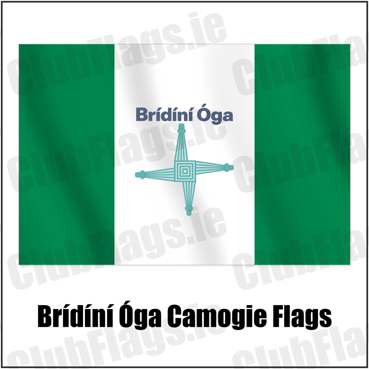 Brídíní Óga Camogie Flags with the club crest and colours, Antrim GAA - ClubFlags.ie
