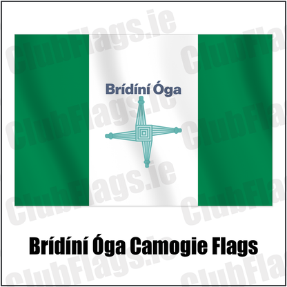 Brídíní Óga Camogie Flags with the club crest and colours, Antrim GAA - ClubFlags.ie